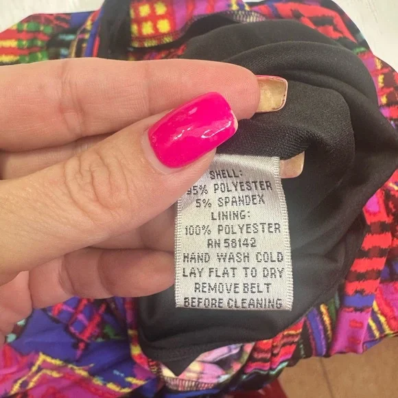 Kelly & Diane Size 10 Colorful Abstract Plaid Fit & Flare Cowl Dress - Picture 10 of 12